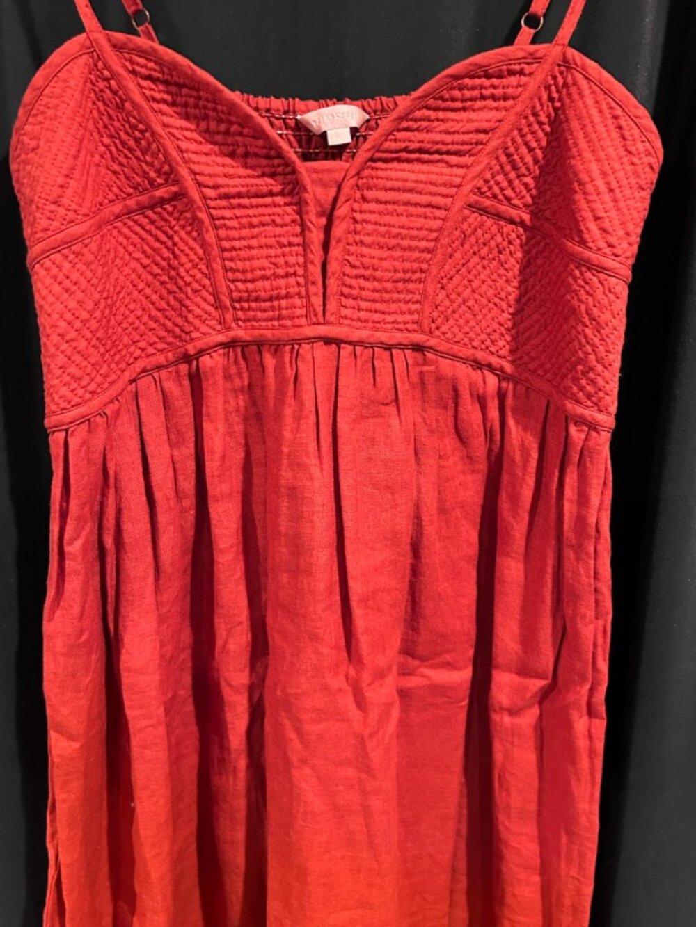 VOLOSHIN LINEN MIDI MAXI DRESS TERRACOTTA CLAY RUST L BOHO QUILTED STRUCTURE